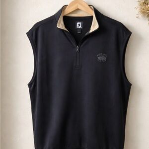 FootJoy Black Sleeveless Golf Vest with Beige Collar